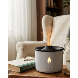 Mey İthalat® LED Alev Efektli Aroma Difüzörü Ultrasonik Hava Nemlendirici Gece Lambası Fonksiyonlu