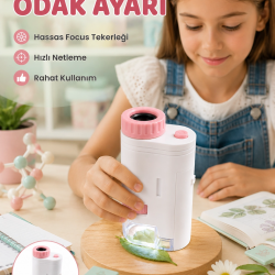 Mey İthalat® LED Aydınlatmalı Taşınabilir Mikroskop 80X-200X Ayarlanabilir Büyütme Özellikli