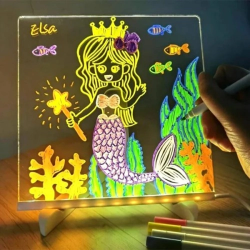 Mey İthalat® LED Aydınlatmalı Yazı ve Çizim Tahtası - Küçük Boy 20x20 cm
