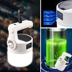 Mey İthalat®  LED Güneş Enerjili Kamp ası–2000 Lümen Süper Parlak, 5 Aydınlatma Modlu,USB ile Şarj Edilebilir Dış Mekan,Asılabilir Torch El Feneri