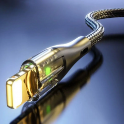 Mey İthalat®  Led Işık Uçlu Sağlam İp Kablolu USB to Lightning Hızlı Şarj Kablosu