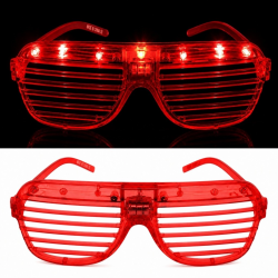 Mey İthalat® LED Işıklı Panjur Parti Gözlüğü Kırmızı Renk Gözlük