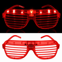 Mey İthalat® LED Işıklı Panjur Parti Gözlüğü Kırmızı Renk Shutter Gözlük