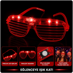 Mey İthalat® LED Işıklı Panjur Parti Gözlüğü Kırmızı Renk Shutter Gözlük