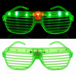 Mey İthalat® LED Işıklı Panjur Parti Gözlüğü Yeşil Renk  Gözlük