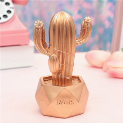 Mey İthalat®  Led Işıklı Sevimli Kaktüs Dekoratif Masa ası Mini Biblo Gece ası-GOLD