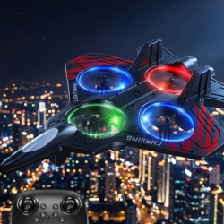 Mey İthalat® LED Işıklı Uzaktan Kumandalı Drone Fighter Jet Tasarımlı 360 Derece Dönebilen Oyuncak Uçak