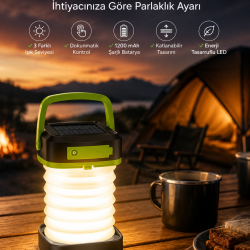 Mey İthalat® Led Lamba Kamp Lambası Hafif Taşınabilir Şarj Süreli Akordeon El Fenerli