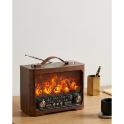 Mey İthalat® LED Şömine Efektli Kablosuz Hoparlör Bluetooth Radyo USB TF Kart Destekli