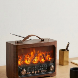 Mey İthalat® LED Şömine Efektli Kablosuz Hoparlör Bluetooth Radyo USB TF Kart Destekli