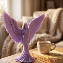 Mey İthalat® Lila Melek Biblo 3D Dekoratif Angel Figür Ev Aksesuarı