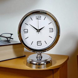 Mey İthalat®  Line 25 x 20 Cm Metal Krom Masa Saati