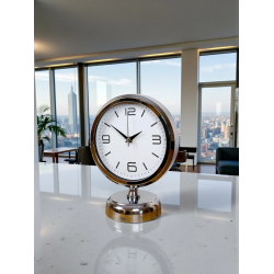 Mey İthalat®  Line 25 x 20 Cm Metal Krom Masa Saati