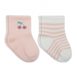 Mey İthalat® Little Girl Penye Soket Çorap 2li 10139 Pembe Ekru