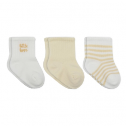 Mey İthalat® Little Love Girl 3'lü Penye Soket Çorap 10137 Ekru