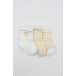 Mey İthalat® Little Love Girl 3'lü Penye Soket Çorap 10137 Ekru