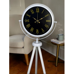 Mey İthalat® Lüks Beyaz Tripod Ayaklı Saat