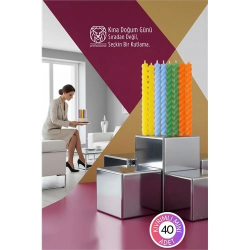 Mey İthalat® Lüks Burgu Mum Seti: 40’lı Renkli Butik Doğum Günü Kına ve Özel Gün Mumları 8 cm