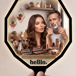Mey İthalat® Lüks Geometrik El Aynası - 10x10cm Çanta Boyu - Kırılmaz Güvenli Pleksi Ayna (Kadın & Erkek Uygun)