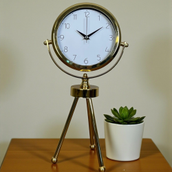 Mey İthalat® Luxe Glow Gold Üç Ayaklı Metal Masa Saati