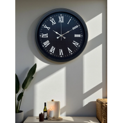 Mey İthalat® Luxury Black 40 Cm Metal Duvar Saati