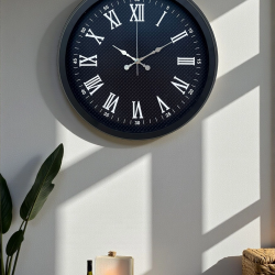 Mey İthalat® Luxury Black 40 Cm Metal Duvar Saati