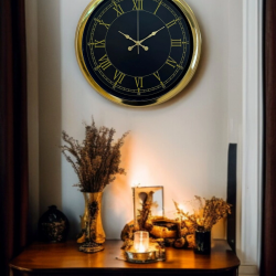 Mey İthalat® Luxury Gold 40 Cm Metal Duvar Saati