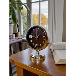 Mey İthalat® Luxury Krom 25 x 20 Cm Metal Zarif Masa Saati