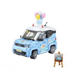 Mey İthalat® LZ-1131  BALON ARABASI MAVİ 875 PARÇA BLOCK OYUNCAK