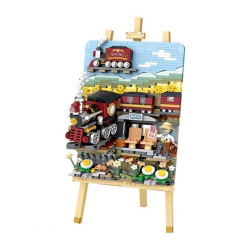 Mey İthalat® LZ-1296 LOZ TREN İSTASYONU AHŞAP BOYAMA 758 PARÇA BLOCK OYUNCAK