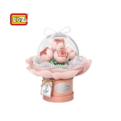 Mey İthalat® LZ-1298  LEDLİ PEMBE GÜL BUKETİ 285 PARÇA BLOCK OYUNCAK