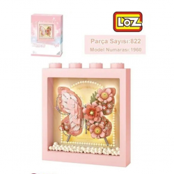 Mey İthalat® LZ-1960  PEMBE KELEBEK ÇERÇEVE 822 PARÇA BLOCK OYUNCAK