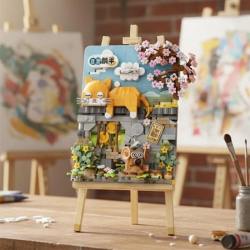 Mey İthalat® LZ1386 LOZ  YATAN KEDİ AHŞAP BOYAMA   BLOCK OYUNCAK 787 PARÇA