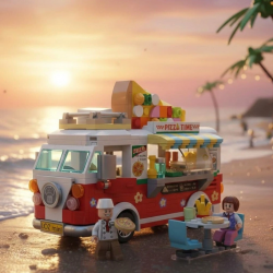 Mey İthalat® LZ1739 LOZ  PİZZA ARABASI BLOCK OYUNCAK 493 PARÇA