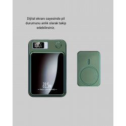 Mey İthalat® MagSafe Powerbank Kablosuz Şarjlı ve 22.5W Hızlı Şarj Destekli