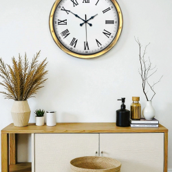 Mey İthalat® Majestic Gold 40 Cm Metal Duvar Saati