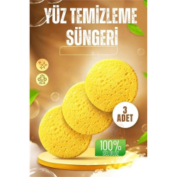 Mey İthalat®  Makyaj Temizlik Pedi Cilt Temizlik Süngeri Doğal Selülöz 3 ADET 721403