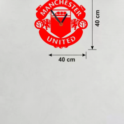 Mey İthalat® Manchester United Logolu Ahşap Duvar Saati - 40x40 cm Taraftar Hediyesi