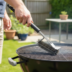 Mey İthalat®  Mangal Izgara Temizleme Fırçası – Paslanmaz Çelik Telli, Uzun Saplı Grill Temizlik Aparatı Mangal Temizlik Fırçası