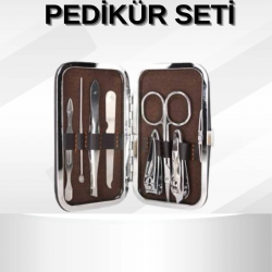 Mey İthalat® Manikür Pedikür Seti 7 Parça Tırnak Makası Kaş Makası Cımbız Çantalı