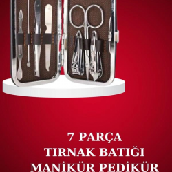 Mey İthalat® Manikür Pedikür Seti 7 Parça Tırnak Makası Kaş Makası Cımbız Çantalı