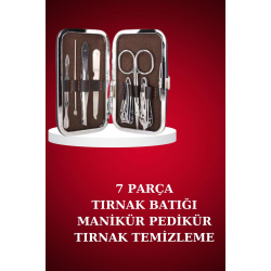 Mey İthalat® Manikür Pedikür Seti 7 Parça Tırnak Makası Kaş Makası Cımbız Çantalı