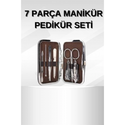 Mey İthalat® Manikür Pedikür Seti 7 Parça Tırnak Makası Kaş Makası Cımbız Çantalı