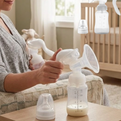 Mey İthalat® Manuel Göğüs Pompası Masaj Özellikli BPA İçermez Taşınabilir 180 ML