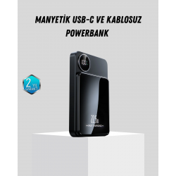 Mey İthalat® Manyetik Güç Bankası 15W Kablosuz 20W PD Hızlı Şarj