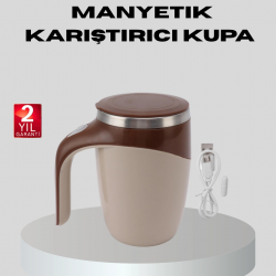 Mey İthalat® Manyetik Karıştırıcı Kupa USB Şarjlı Otomatik Karıştırma Çift Katmanlı