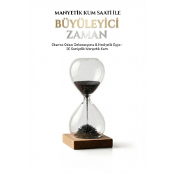 Mey İthalat® Manyetik Kum Saati Mıknatıslı Ahşap Standlı Dekoratif Masaüstü Hediyelik Süs Eşyası (14 cm)