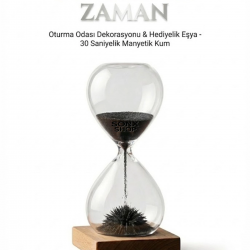 Mey İthalat® Manyetik Kum Saati Mıknatıslı Ahşap Standlı Dekoratif Masaüstü Hediyelik Süs Eşyası (14 cm)