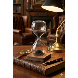 Mey İthalat® Manyetik Kum Saati Mıknatıslı Ahşap Standlı Dekoratif Masaüstü Hediyelik Süs Eşyası (14 cm)