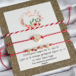 Mey İthalat® Marteniçka Bileklik 3'lü Beyaz Mineli Kalp Model